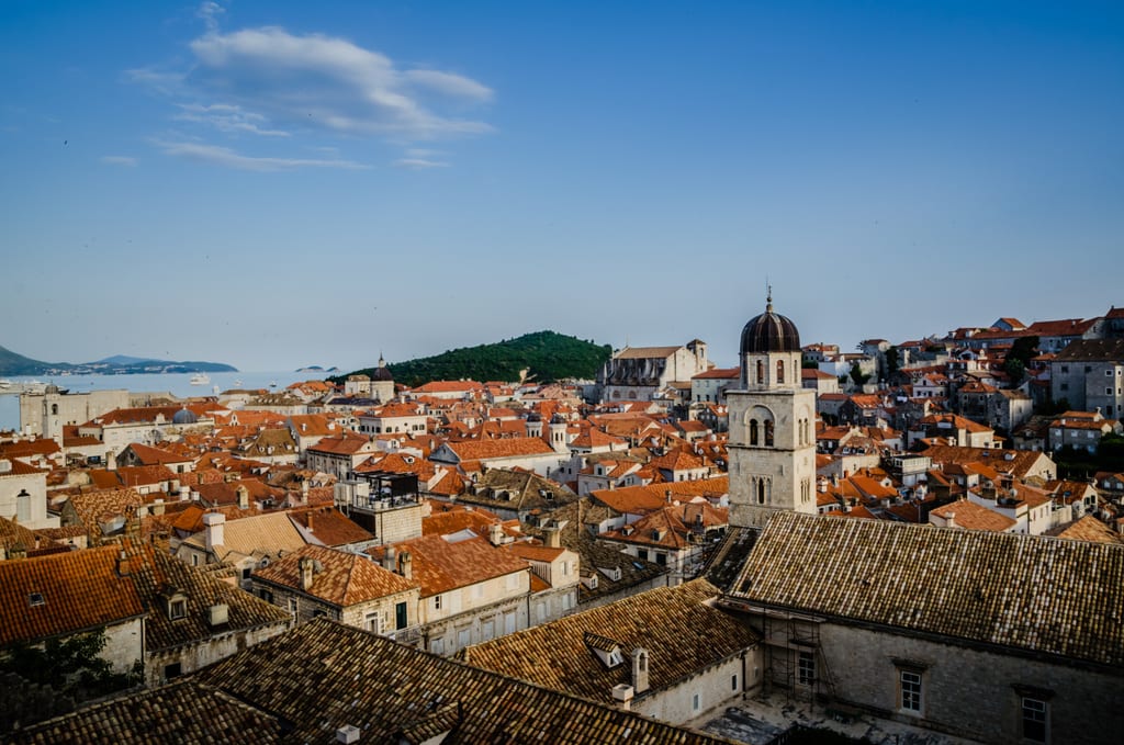 Dubrovnik's orange roofs underneath a blue sky